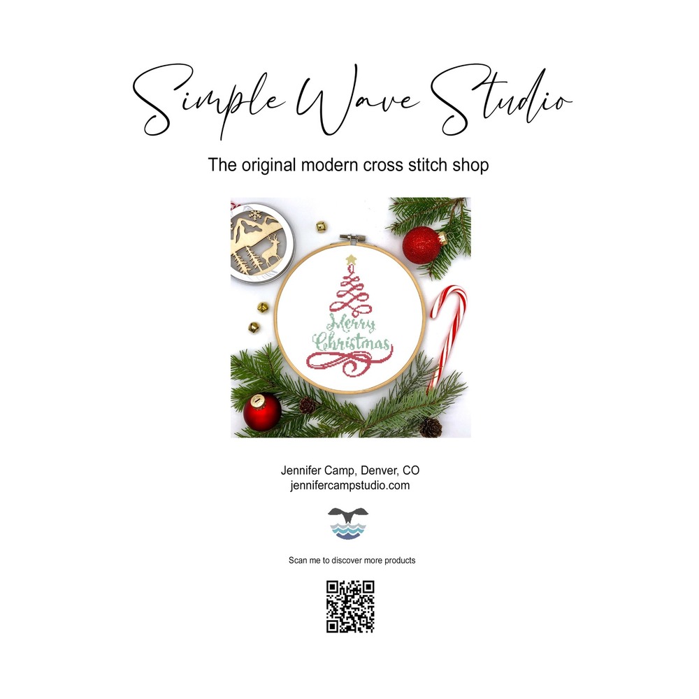 Modern‎ Holiday Merry Christmas Tree Whimsical Counted Cross Stitch Pattern KIT